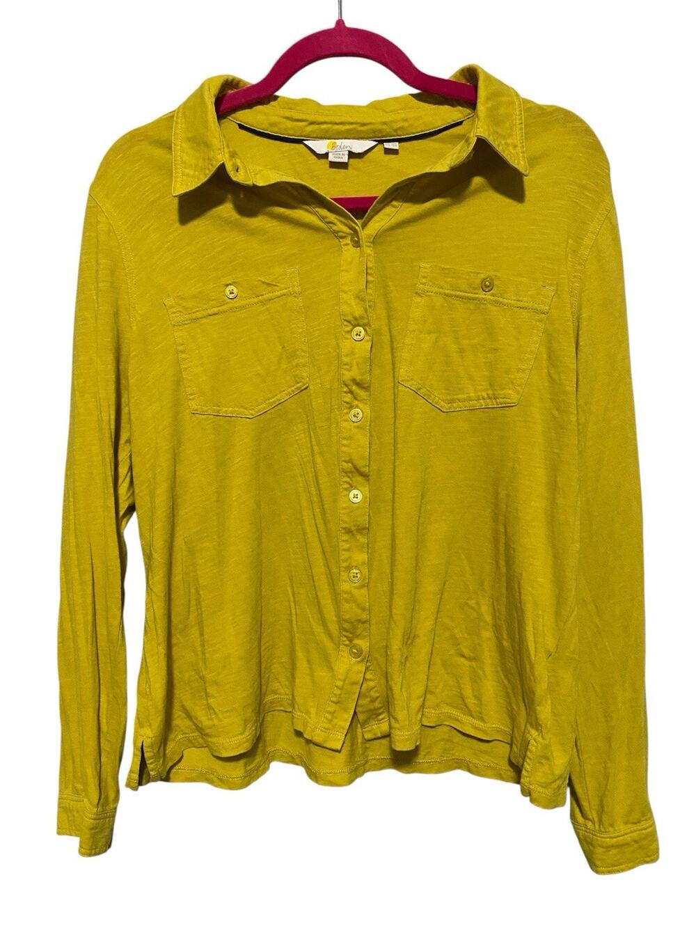 Boden Mustard Yellow Button Down Long Sleeve Shirt Size 12R Casual Office Wear